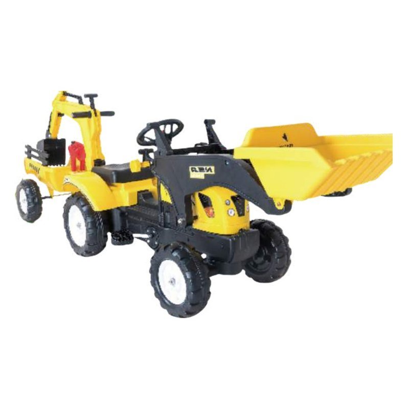 טרקטור כף ענק + עגלה ומחפרון צהוב OFAN 3009